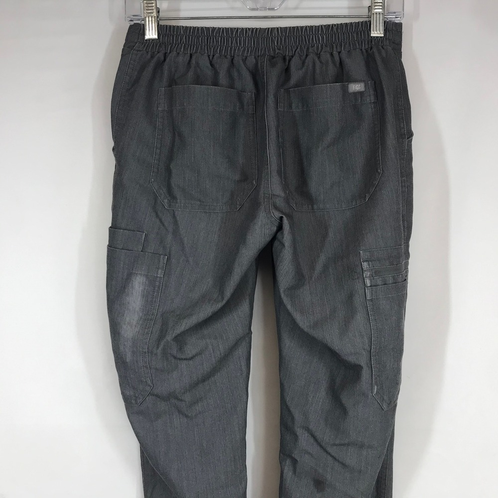 FIGS Graphite Gray Cargo Scrub Pants Slim Fit Jogger Teal Drawstring Mens Small - Picture 6 of 13